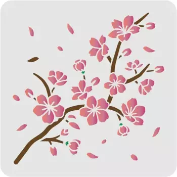 Трафарет с цветами вишни Beebeecraft пластик 11,8x11,8 дюйма