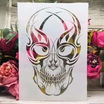 Трафареты TIAMECH череп скелет А4