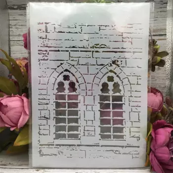 Трафареты TIAMECH кирпичная стена окно А4