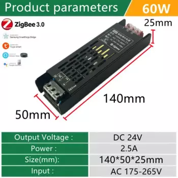 24 В постоянного тока, светодиодный диммер, трансформатор AC175-265V Tuya Zigbee, поддержка Alexa Gooogle, голосовое управление через приложение для дома, светодиодная лента CCT