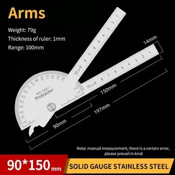 Транспортир из нержавеющей стали LUXIANZI, угловая линейка, 180 градусов, для столярных работ, измерительный угломер Гониометр