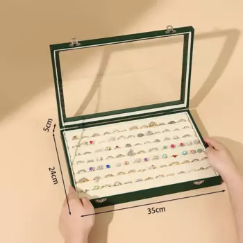 TREACHI Зелёный стеклянный бокс для хранения украшений