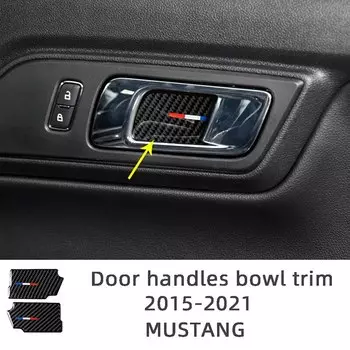 Трехцветные накладки на дверные ручки из углеродного волокна для Ford Mustang 2015-2021, декоративные аксессуары