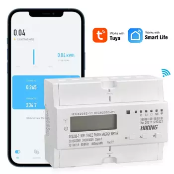 Трехфазный счетчик электроэнергии Tuya 80 А с ЖК-дисплеем, приложением Smart life, энергопотреблением и дистанционным включением/выключением