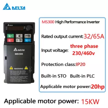 Трехфазный выходной преобразователь частоты Delta Ms300 Vfd с векторным управлением, привод 20 л.с. 15 кВт 32 А 65 а 230 В 460 В