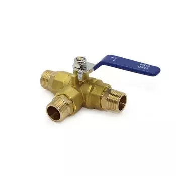 Трехходовой латунный шаровой кран 1/4"-1"