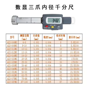Трехкулачковый внутренний диаметр micrometer6-8-10-12-16-20-25-30-40-50-63-75-88-100 Трехточечное внутреннее измерение Микрометрическая диафрагма
