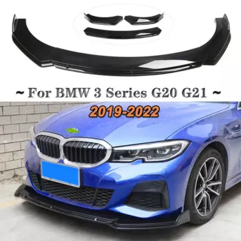 Трехсекционный передний бампер для BMW 3 серии G20 G21 G28 M 2019-2022, регулируемый передний комплект для губ, блеск, черный