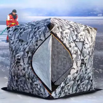 Трехслойная хлопковая непромокаемая палатка на 4-6 человек, теплая, для кемпинга, рыбалки, зимнего ледового укрытия, рыбалки, пляжа, активного отдыха, ветрозащитная палатка