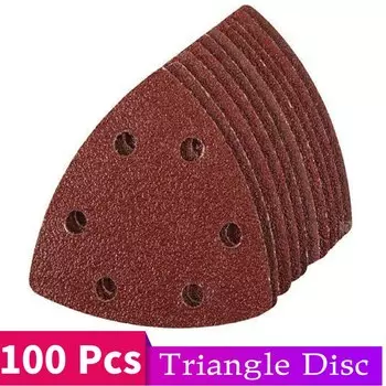 Треугольная наждачная бумага, 100 шт., 90 мм, 6 отверстий, шлифовальная машина Delta, шлифовальный диск с крючками и петлями, абразивные инструменты для шлифовальной зернистости 40-400