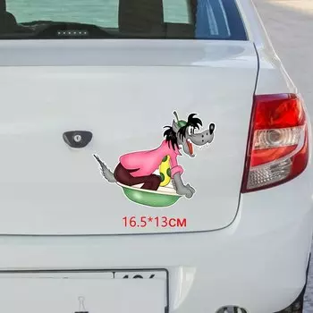 Tri Mishki TRL642 13*16,5 см Ну погоди волк из мульфильма наклейки на авто ПВХ полноцветные стикеры на мотоцикл акссесуары наклейки