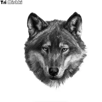 Tri mishki W1131 Grey Wolf Head Автомобильная наклейка ПВХ наклейки Аксессуары для мотоциклов наклейка на автомобиль ноутбук холодильник двери стены окна
