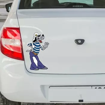 Tri Mishki WCS784 11*17,8 см Русские анимации, серый как мех волка; Автомобиля Стикеры цветные Переводные изображения мотоцикл Стикеры s