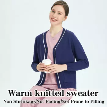 Трикотажная одежда для медсестер, лестный мягкий женский кардиган с V-образным вырезом