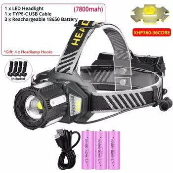 TRLIFE налобный фонарь XHP360+COB