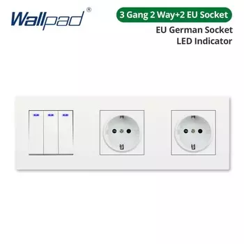 Тройная белая панель Wallpad для ПК, розетка для 1, 2, 3 клавиши, двухсторонняя настенная стандартная розетка со стандартным индикатором, европейская розетка с двойным USB 258*86 мм