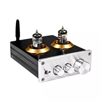 Трубчатый предусилитель буфера HiFi 6J5 Bluetooth 4,2, Стерео предусилитель с регулировкой тона высоких басов (серебристый)