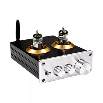 Трубчатый предусилитель буфера HiFi 6J5 Bluetooth 4,2, Стерео предусилитель с регулировкой тона высоких басов (серебристый)