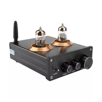 Трубчатый предусилитель буфера HiFi 6J5 Bluetooth 4,2, Стерео предусилитель с настройкой тона высоких басов (черный)