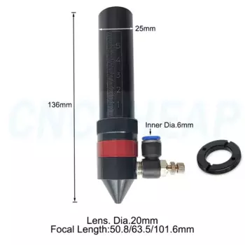 Трубка для лазерной линзы CO2 CNCCheap 20мм FL 50.8/63.5/101 мм