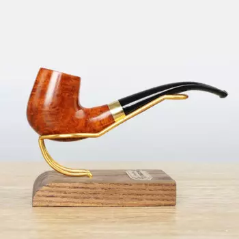 Трубка для табака MUXIANG Briarwood, трубка ручной работы Sherlock-Холмс с изогнутой ручкой, трубка 3 мм, трубка с изогнутой ручкой и металлическим кольцом