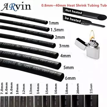 Термоусадочная трубка черная 1-6 мм