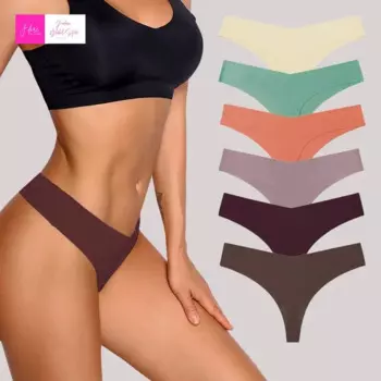 Трусики-стринги женские бесшовные из вискозы, 6 шт.