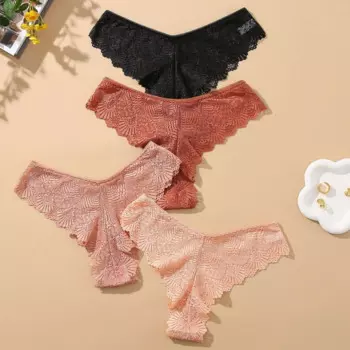 Трусики женские кружевные бесшовные, 3 шт.