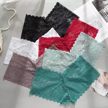 Трусы-боксеры для беременных женщин большого размера с кружевным рисунком, дышащие эластичные трусы из чистого хлопка с промежностью
