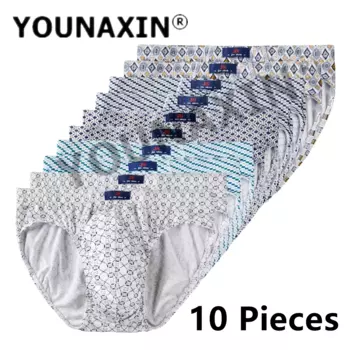 Трусы мужские 10 шт., хлопковые трусы-брифы, дышащие трусы