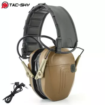 TS TAC-SKY Новая модернизированная охотничья гарнитура для страйкбола с новой повязкой на голову, съемная гарнитура для дальности, силиконовые амбушюры, складная