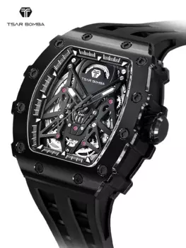TSAR BOMBA автоматические часы для мужчин модные механические часы Tonneau водонепроницаемые роскошные светящиеся мужские наручные часы со скелетом