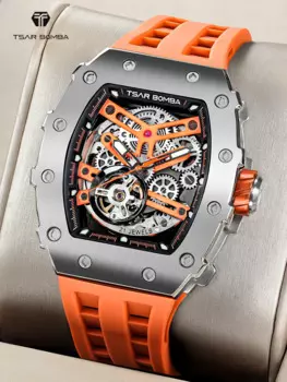 TSAR BOMBA Автоматические часы для мужчин, водонепроницаемые механические наручные часы, сапфировое зеркало, часы из нержавеющей стали, роскошный мужской подарок