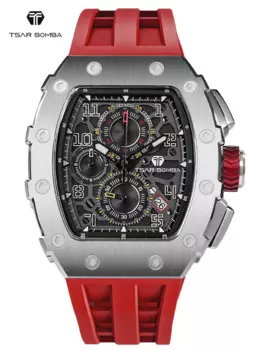 TSAR BOMBA Роскошные мужские часы, водонепроницаемые часы с сапфировым стеклом, наручные часы из нержавеющей стали, спортивные модные часы Tonneau для мужчин