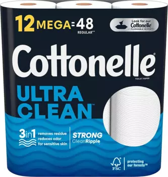 Туалетная бумага Cottonelle ультрачистая, 12 мега рулонов, 312 листов в рулоне