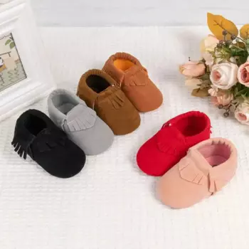 Туфли детские с кисточками, х/б, с начесом