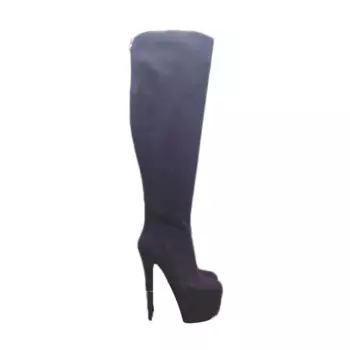 Туфли DIZHUANG сексуальные женские сапоги на высоком каблуке. Высота каблука около 15 см. Замша. Женские сапоги до колен. Фиолетовые женские сапоги.