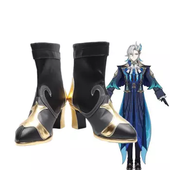 Туфли для косплея Genshin Impact Neuvillette, черные ботинки, Фонтейн для ролевых игр, Хэллоуин, карнавал, женский и мужской костюм, реквизит