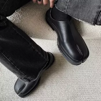 Туфли IPPEUM Mary Janes на плоской подошве с разрезом, женские туфли-Лоферы больших размеров 42, черные мужские мокасины из искусственной кожи