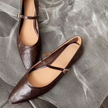 Туфли MKKHOU женские из натуральной кожи, модная обувь на плоской подошве, Туфли Мэри Джейн, заостренный носок, кожаные туфли