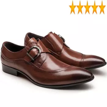 Туфли мужские классические из натуральной кожи, итальянские, без застежки, деловой костюм, обувь с пряжкой, черные, коричневые