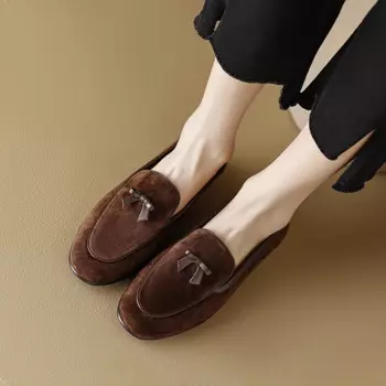 Туфли женские из мягкой овечьей замши, с круглым носком, размеры 41