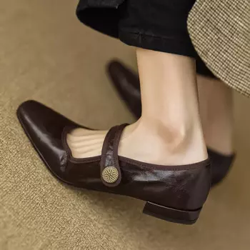 Туфли женские из натуральной кожи в стиле ретро