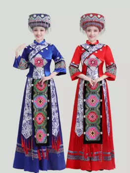 Tujia этническое платье этнических меньшинств, женское платье с вышивкой Xiangxi Enshi Xilancapu Yunnan Yao