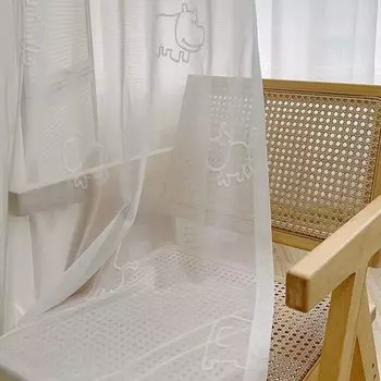 Тюль WPKIRA белый с рисунком слона и бегемота