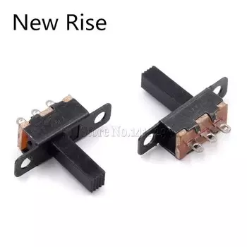 Тумблер 5 В 0,3 А, мини-размер, черный ползунковый переключатель SPDT для небольших DIY Power Electronic 3PIN 1P2T, ползунковый переключатель, ручка высотой 10 мм