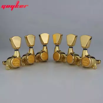 Тюнеры с золотым замком GUYKER, струнные тюнеры, электрическая гитара, головки, тюнеры, трапециевые кнопки, 1 комплект
