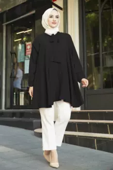 Туника круглая с галстуком, Черная