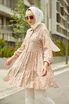 Туника с хрустящим узором MD-бежевая