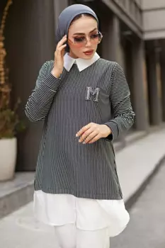 Туника в полоску-черно-белая